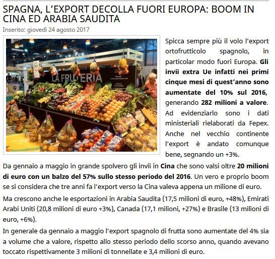 2007-2017: Andamento dell export in Europa Food, drinks and tobacco 180,0 170,0 160,0 176,0 158,3 80.000,0 70.000,0 70.008 66.111 150,0 60.000,0 54.172 140,0 50.000,0 130,0 120,0 127,5 40.000,0 40.
