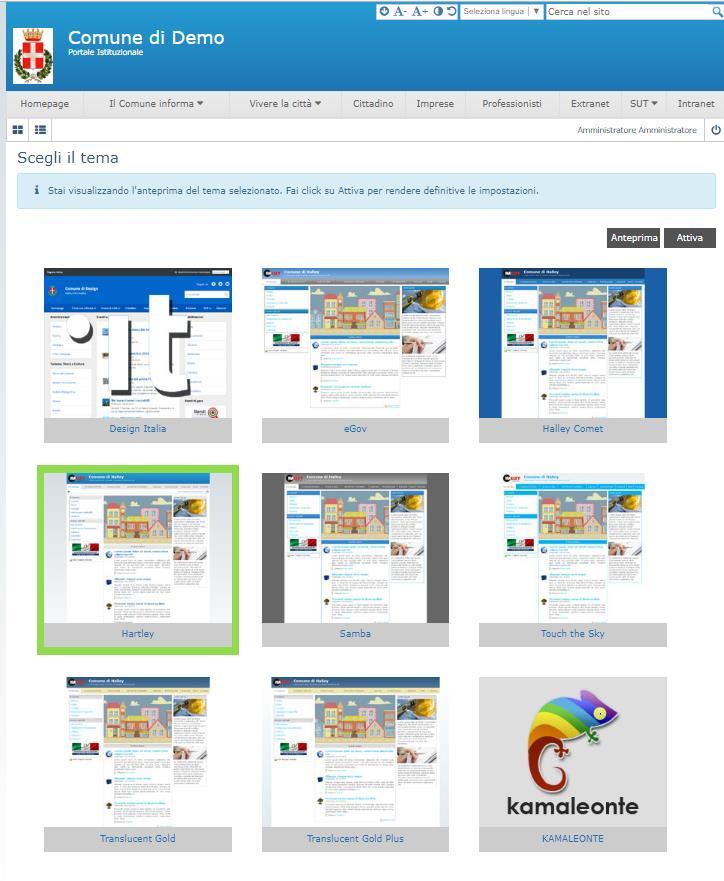 2. Configurazione L operatore ha la possibilità di GESTIRE I COLORI dei seguenti componenti del portale egov: - Banner intestazione - Header - Menù orizzontale - Footer - Link decidendo di utilizzare