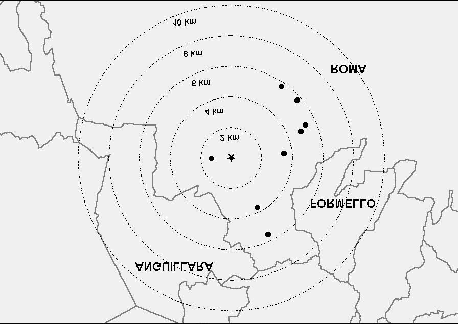 Cluster detection: Incidenza di leucemia infantile in prossimità della Stazione di radio vaticana Localizzazione dei casi di leucemia infantile (0-14