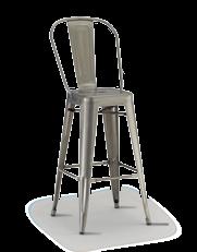 Stackable barstool chair with galvanized steeel frame. Indoor version.