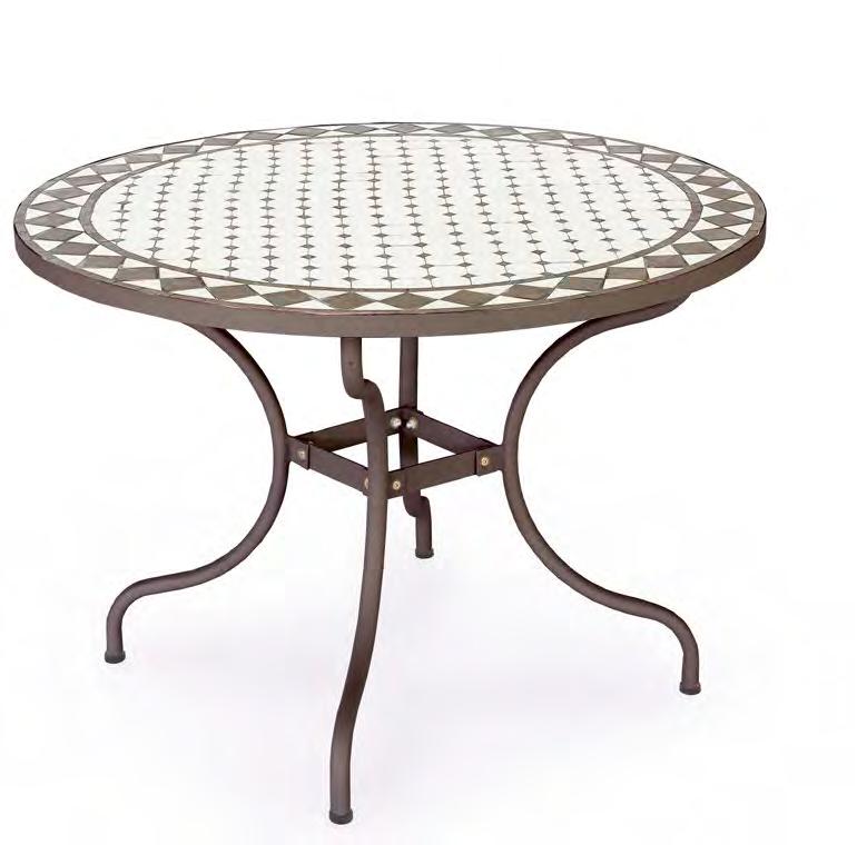 Table: steel frame (outdoor treatment through galvanization) powder coating (polyester).