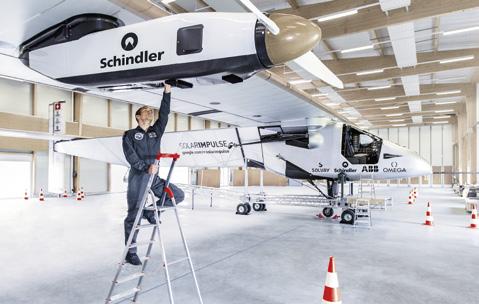 Around the world in a solar airplane. Schindler è partner di Solar Impulse, l aereo senza carburante che si prefigge die compiere il giro del mondo esclusivamente con energia solare.