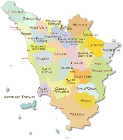 Territori e Coop 2018 Il progetto dei Territori Attraverso la collaborazione dell Accademia dei Georgofili, abbiamo diviso la Toscana in zone di interesse Enogastronomico