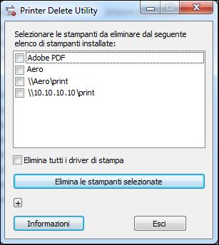 WINDOWS 24 Disinstallazione dei driver di stampa Printer Delete Utility viene installato e usato in locale. Non è necessario collegarsi a EB-32 per usare il software.