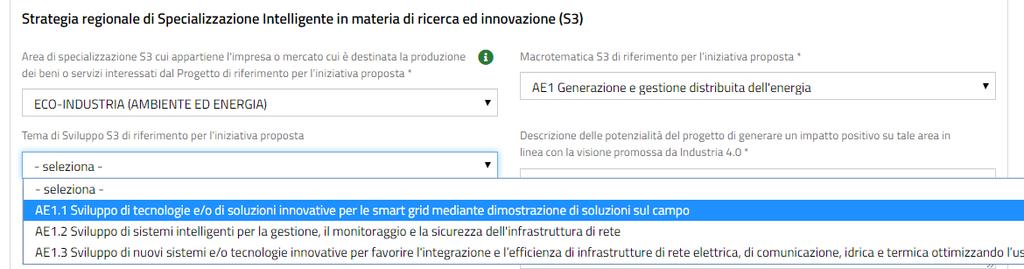 Nel secondo modulo è necessario dettagliare i dati del progetto. Compilare i Dati di Progetto e definire l Area geografica.