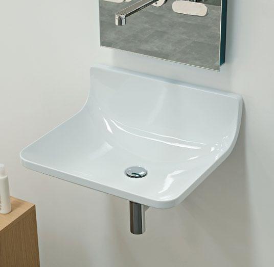 PT54L 54 Lavabo cm 54 sospeso Rubinetti lavabo linea One - Noke - SI Accessori tecnici: Sifone cromo (SIFL/R) - Sifone telescopico cromo (SIFL066) Piletta Stop & Go (PLSG) Piletta Stop & Go in