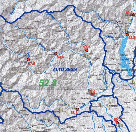 Vincoli sui parametri: congruenza spaziale di Qmed Area Contributo specifico Sessera a Pray 127 58,8 Sesia