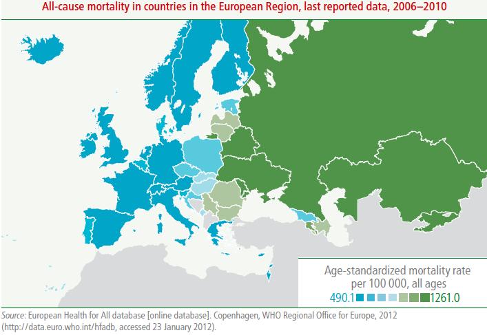 Nel 2010 il tasso di mortalità standardizzato per età è stato pari a 813