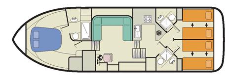 Cabine e bagni Un grande letto matrimoniale, molto spazio per riporre i bagagli e un bagno privato con wc elettrico, lavandino e doccia sono solo alcuni dei comfort della cabina di prua.