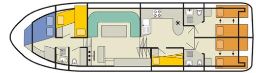 POSTI LETTO 10+ GRAND CLASSIQUE ** Persone: 12 (10+2) / 5 cabine + salone + 3 bagni Dimensioni: 14.63 m x 4.