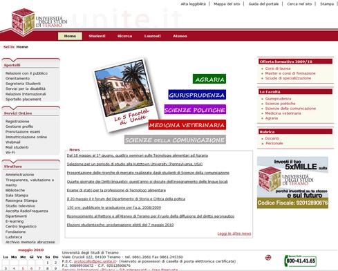 1. Home page Il sito istituzionale dell Università degli Studi di Teramo è raggiungibile all indirizzo www.unite.