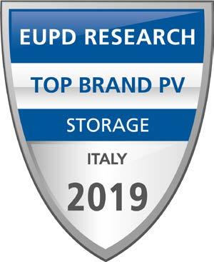 Il premio Top Brand PV STORAGE Italy 2019, è frutto dell analisi di percezione e valutazione di prodotto da parte di distributori specializzati, installatori e utenti finali.