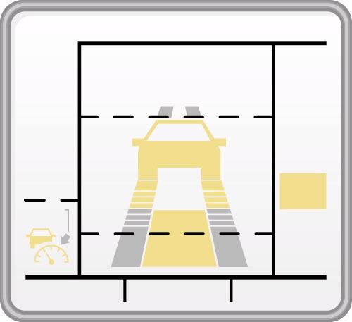 Suddivisione del display 1 Indicazione parziale audio Segnalazioni 2 Indicazione multifunzione Segnalazioni Regolazione automatica distanza (immagine principale) Immissione comandi vocali Immagine