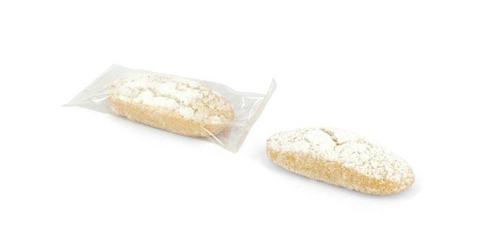 RICCIARELLI Monodose Traditional Tuscan Boft Almond paste Biscuits with Honey - single pack Codice / Code: 379 Peso / Weight: 500 g Misure / Dimensions: 350 x 110 x 70 mm Pcs x crt: 4 AMARETTI