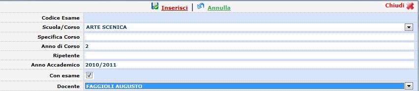 Inserisci nuovo corso per etc..effettua una richiesta di inserimento per un nuovo corso per l'anno Accademico desiderato.