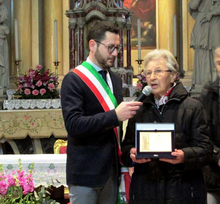 Anno 2018 Attestato di Benemerenza a Palmira De Bastiani Per il prezioso servizio svolto a