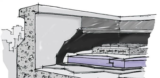 Applicazioni in copertura Tetto rovescio praticabile Stratigrafia: 1.