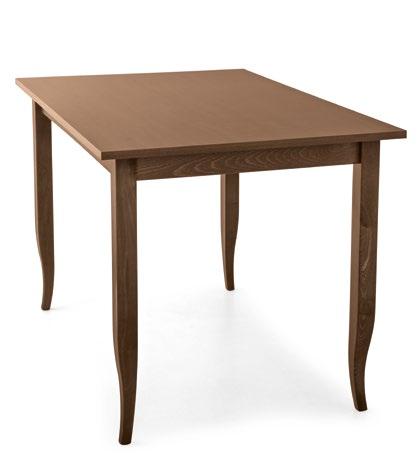 Fixed tables, with solid beech wood frame and melamine-faced chipboard top. Solid beech wood legs.