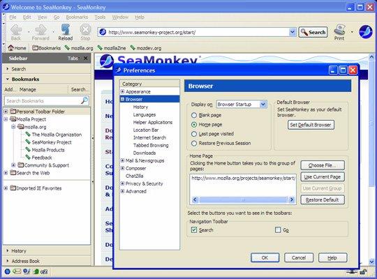 SeaMonkey browser un Sistema editor web, Operativo: HTML, mira ma la ad include chat Mac essere IRC OS anche un X, e strumenti all-in-one