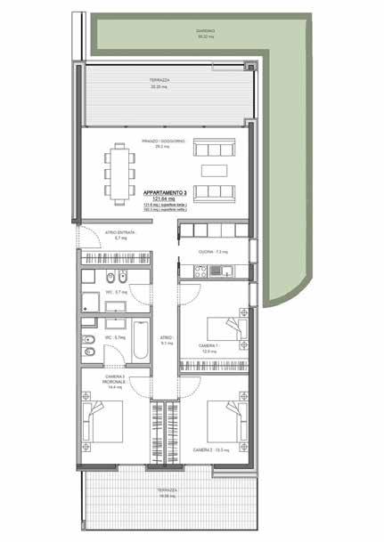 Unità 3 4.5 locali Piano 0 Giardino privato 147.07 mq 121.64 mq 39.81 mq (20.