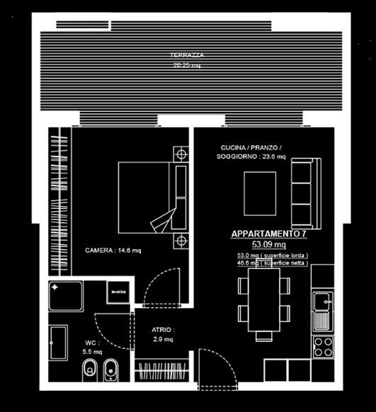 Unità 7 2.5 locali Piano 1 63.22 mq 53.09 mq 20.