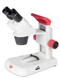 Stereomicroscopio didattico, RED 0S Con illuminazione indipendente a LED. Innovativo e di facile utilizzo. La molla fermacampioni "One-Touch" aiuta a fissare facilmente il campione.