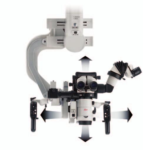Nell ipotesi di uso combinato con sistema IGS, la funzione robotizzata dello stativo permette al microscopio di seguire gli strumenti chirurgici del chirurgo evitando che questi debba allontanare le