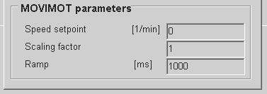 Messa in servizio avanzata con MOVITOOLS I 8 Sezione della finestra Parameters In questa sezione della finestra vengono visualizzati il riferimento della velocità,