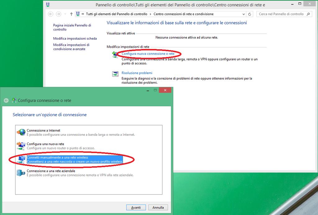 Istruzioni per la connessione alla rete wireless IUAV tramite Windows 8 Di seguito riportiamo le istruzioni per poter collegarsi alla rete IUAV utilizzando come sistema operativo Windows 8 oppure