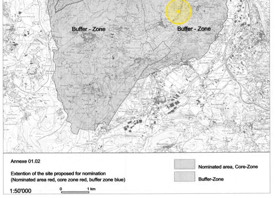 000 mq, altezza: 510 m 2. punto di sosta : parcheggio zona: crocifisso, circa 7.500 mq, altezza: 670 m 3.