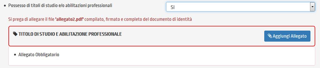 9 comma 2 del bando di concorso selezionare «SI» e aggiungere l