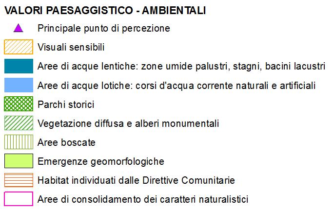 Fig. 24 - Carta dei valori paesaggistico - ambientali Di seguito si riporta poi il quadro riassuntivo delle principali criticità e degli aspetti di valore, sotto il profilo ambientale e