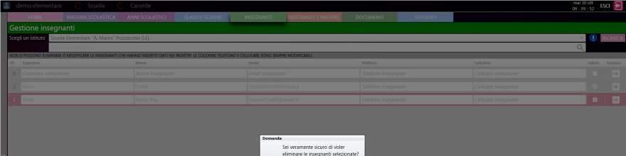 - Per confermare le modifiche effettuate clicca su Salva. Fig.11 3.5 Insegnanti e materie Questa sezione permette di associare gli insegnanti alle materie.