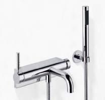 Three-hole single-lever bath mixer with/without cover plate Gruppo vasca tre fori con miscelatore monocomando con/senza piastra di copertura Batería monomando de tres orificios con/sin cubierta