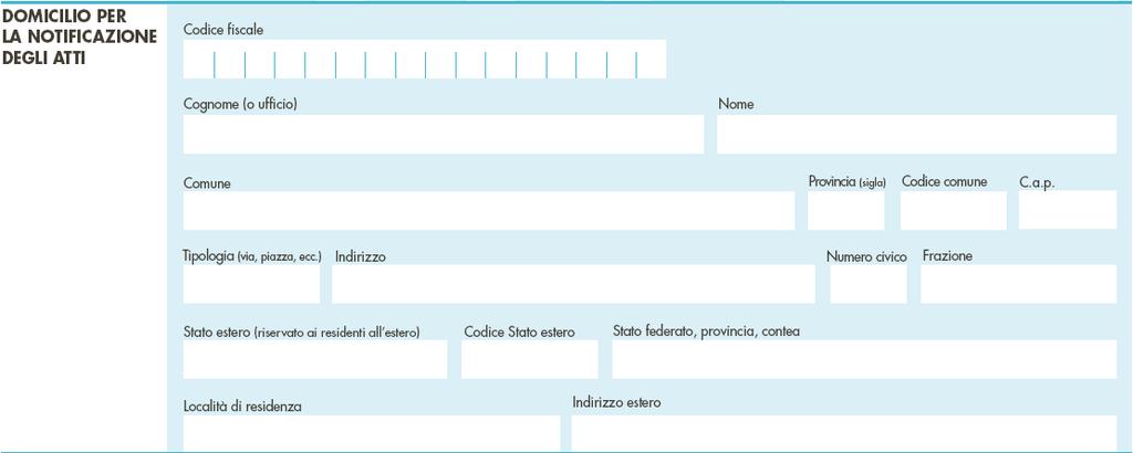 compilazione facoltativa dati anagrafici, codice