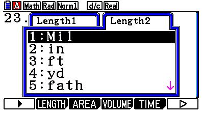 Passo #10 Seleziona nuovamente la lista delle unità di lunghezza (LENGTH) premendo il tasto w.