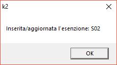 Allineamento esenzioni Premendo il pulsante "Allineamento esenzioni" sarà possibile allineare le esenzioni