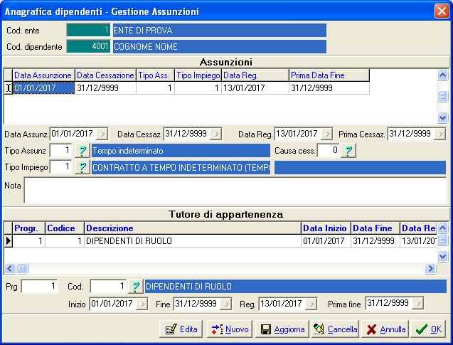 da HRM Ulteriore automazione con possibilità di specificare al momento anche le date di Assunzione e Cessazione.