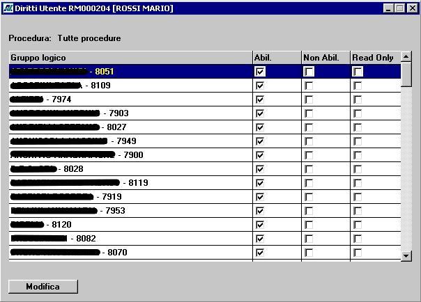 7. Come indicato in fig.17, ora il login RM000204 è abbinato ad altri gruppi logici oltre al 7960.