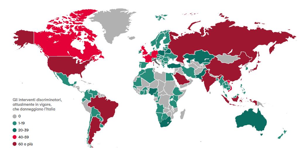 Quali Paesi hanno introdotto il maggior numero di misure a danno delle imprese italiane?