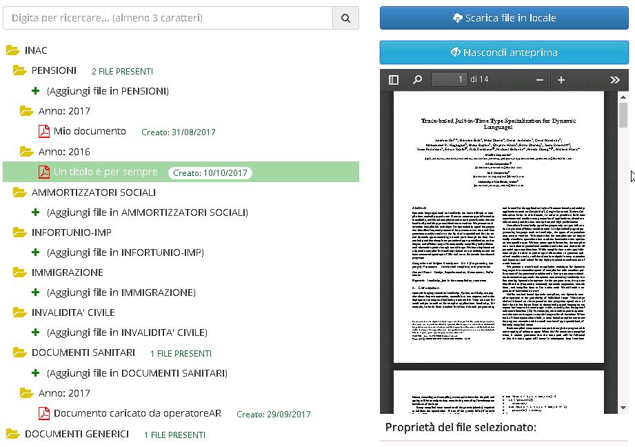 Gestione Documentale CIA Manuale Utente Pagina 9 di 13 L elenco ed i valori delle proprietà del documento selezionato sono