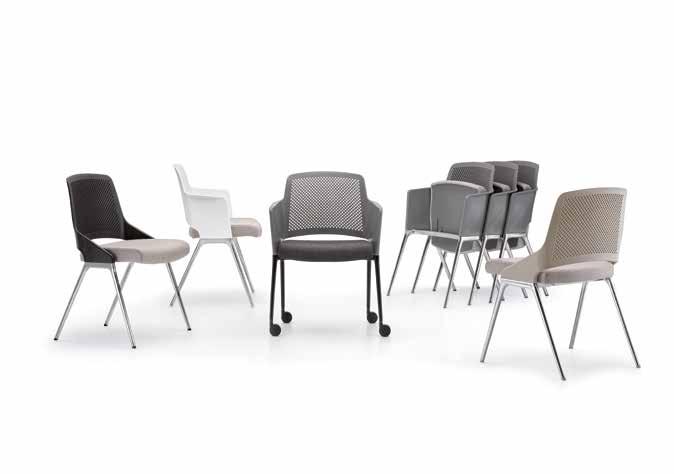 Design: Fiorenzo Dorigo - Luca Garbet La forma elegante e il comfort di questa sedia sono valorizzati