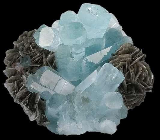 Acquamarina Descrizione: è una variante del minerale berillo che cristallizza con sistema esagonale. Colore: il colore dipende dalla presenza di titanio o ferro.