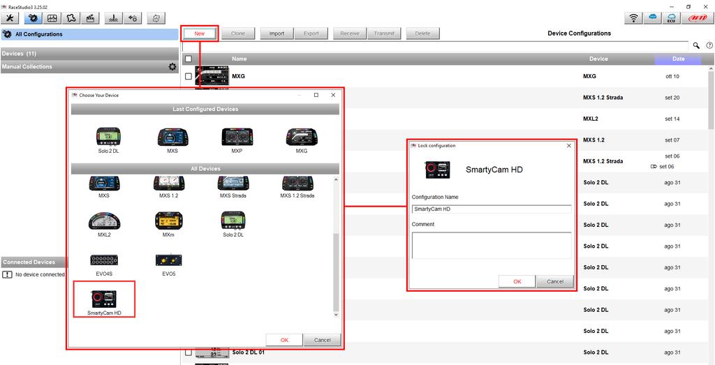 1.3 SmartyCam con Race Studio 3 Per configurare SmartyCam è necessario avere installato sul proprio PC il software Race Studio 30F1.