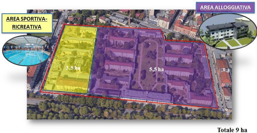 (2) L ipotesi progettuale elaborata per lo specifico sito ha inteso individuare una possibile razionalizzazione del sedime orientata secondo uno sviluppo per aree funzionali.