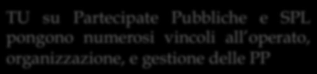 Esigenza di semplificazione TU su Partecipate Pubbliche e SPL pongono