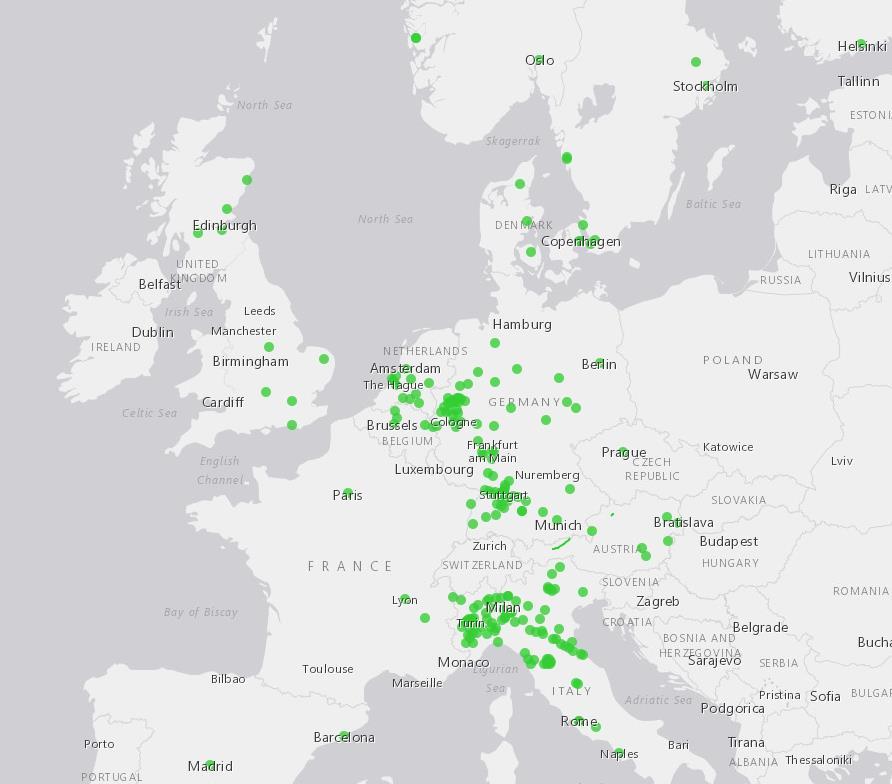 Mappa delle ZTL «green» in Europa Zone a basso impatto emissivo,