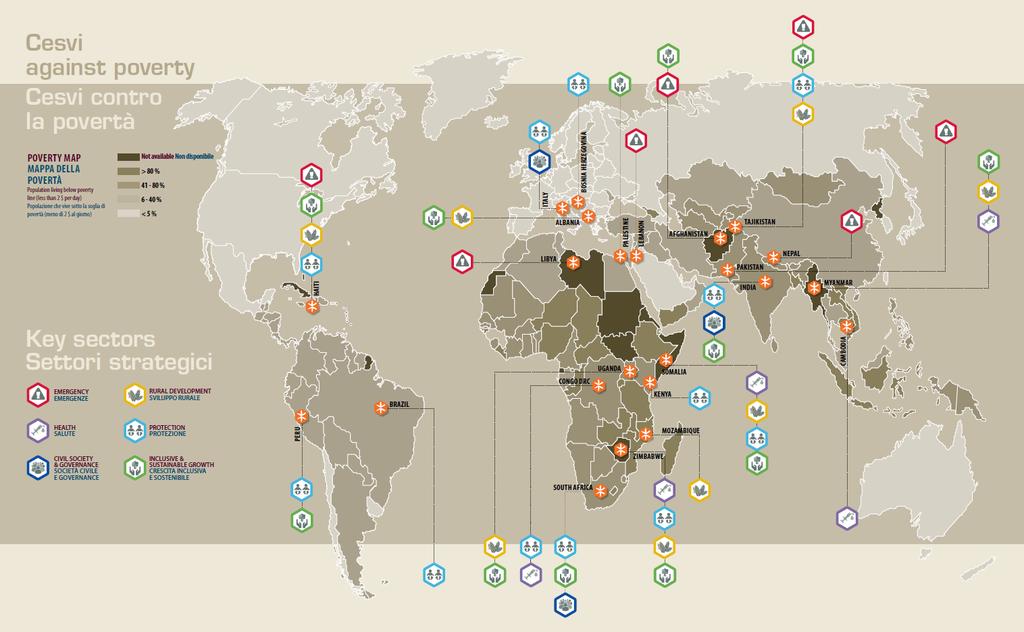 IMPEGNO NEL MONDO Cesvi opera in 23 paesi nel mondo con 110