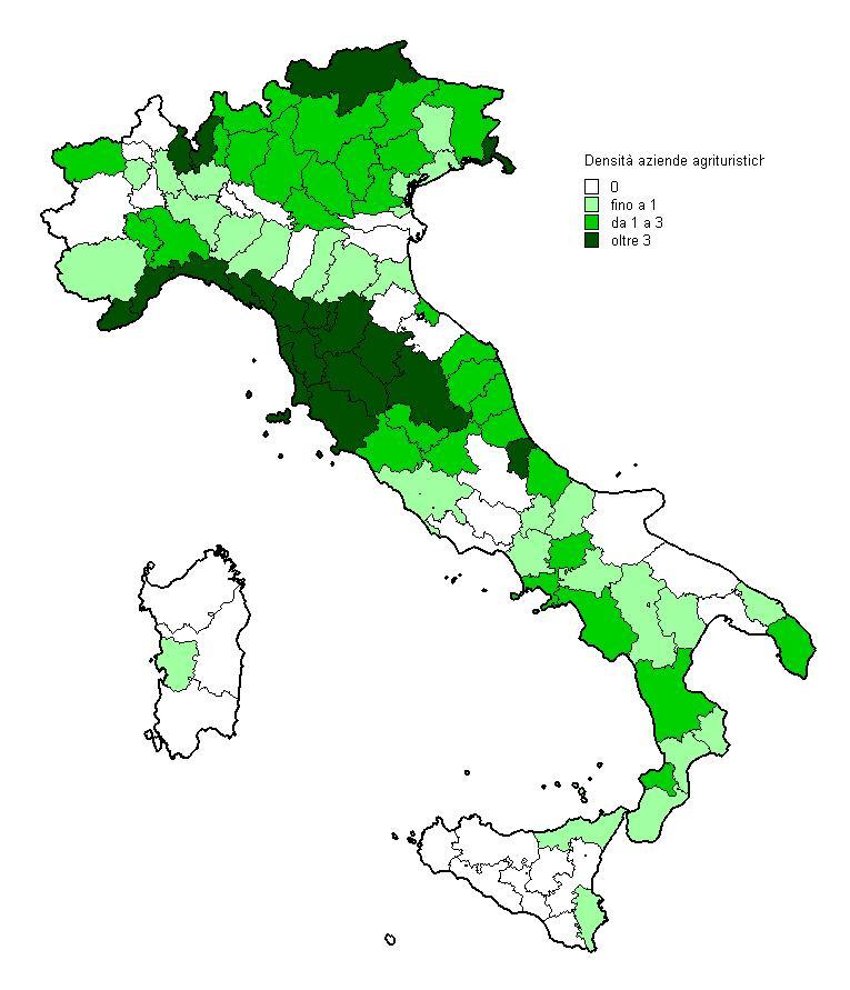 Densità e distribuzione dell agriturismo in Italia 19.