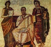 Ma il capolavoro di Virgilio è L ENEIDE Il poeta celebra Enea, figlio di Venere e mitico fondatore di Roma. Dalla sua stirpe nascerà l imperatore Augusto. Mosaico scoperto in Tunisia.